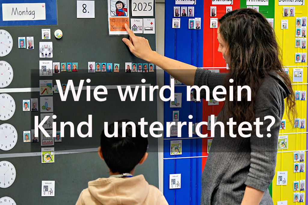 Symbolbild mit Lehrperson und Schüler zum Thema: Wie wird mein Kind unterrichtet