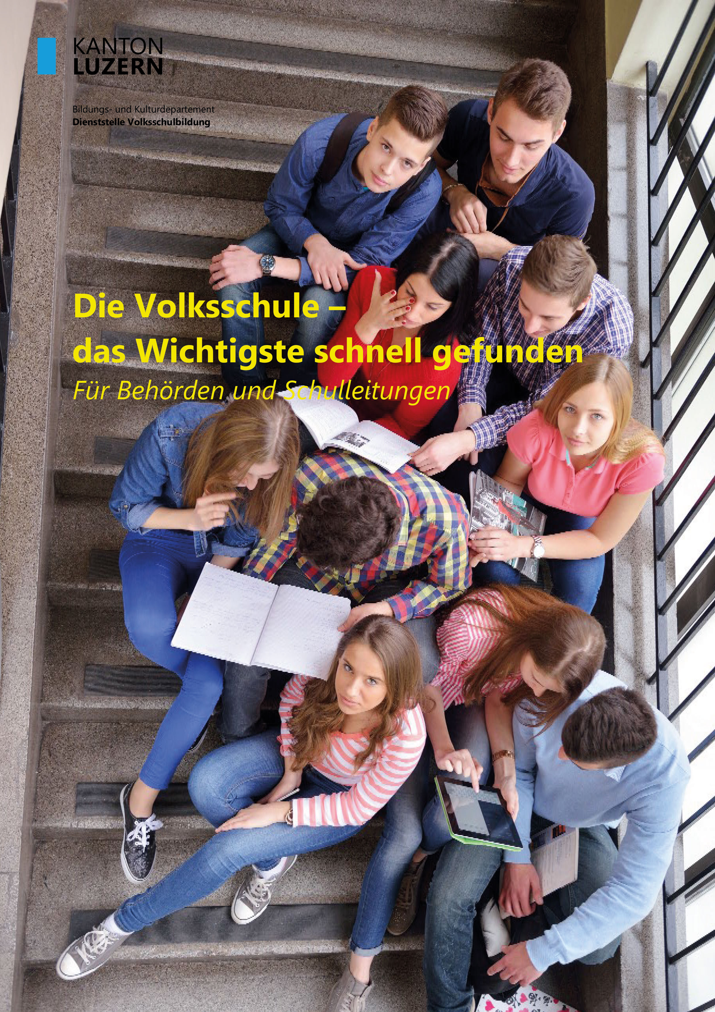 Titelblatt Broschüre "Die Volksschule - das Wichtigste schnell gefunden"